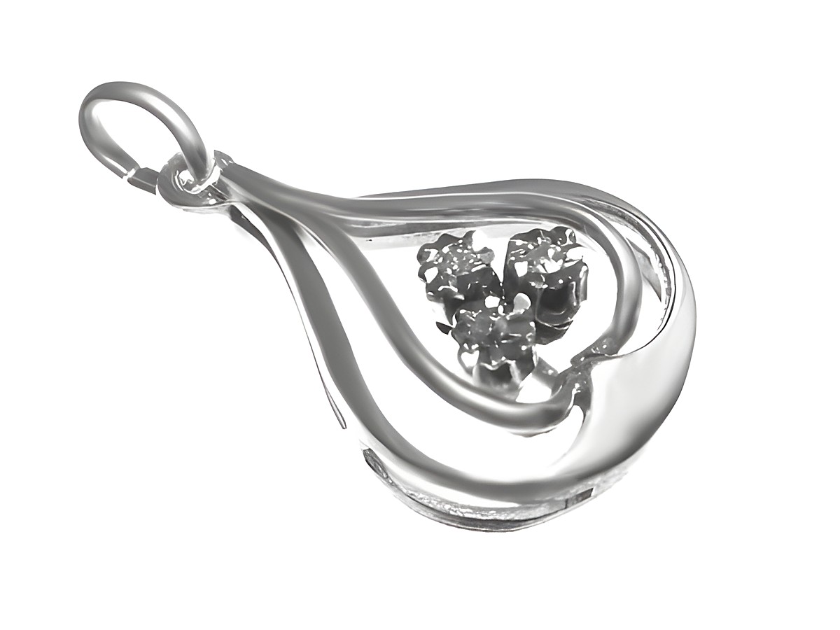 Design Diamant Gold 585 Anhänger Weißgold mit funkelnden Diamanten und Brillianten von Juwelier Harnisch, elegant und stilvoll in Tropfenform.