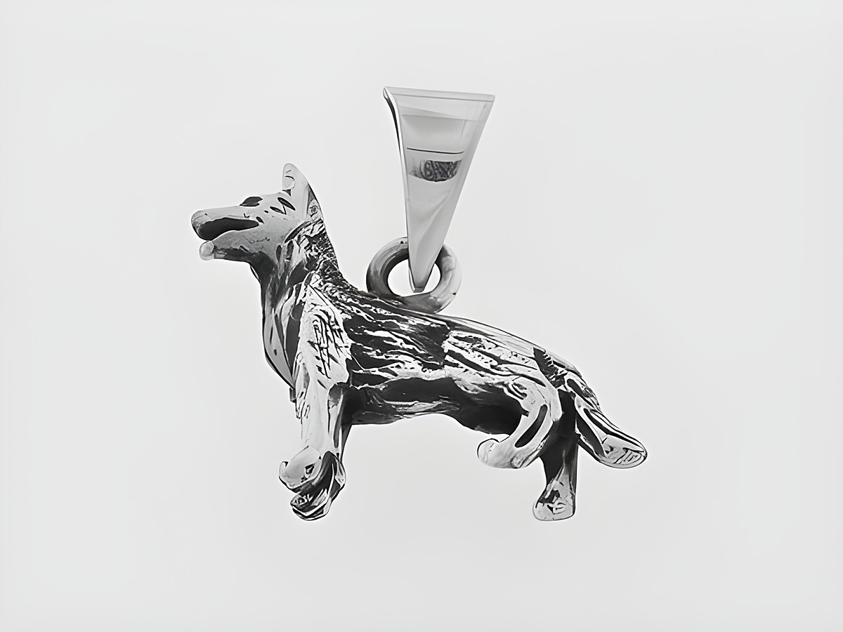 Schäferhund 925 Sterling Silber Anhänger, detailreich und ansprechend gestaltet, geeignet für Tierliebhaber, Hersteller Juwelier Harnisch, ideal als Schmuckstück oder Geschenk. – Ansicht 2