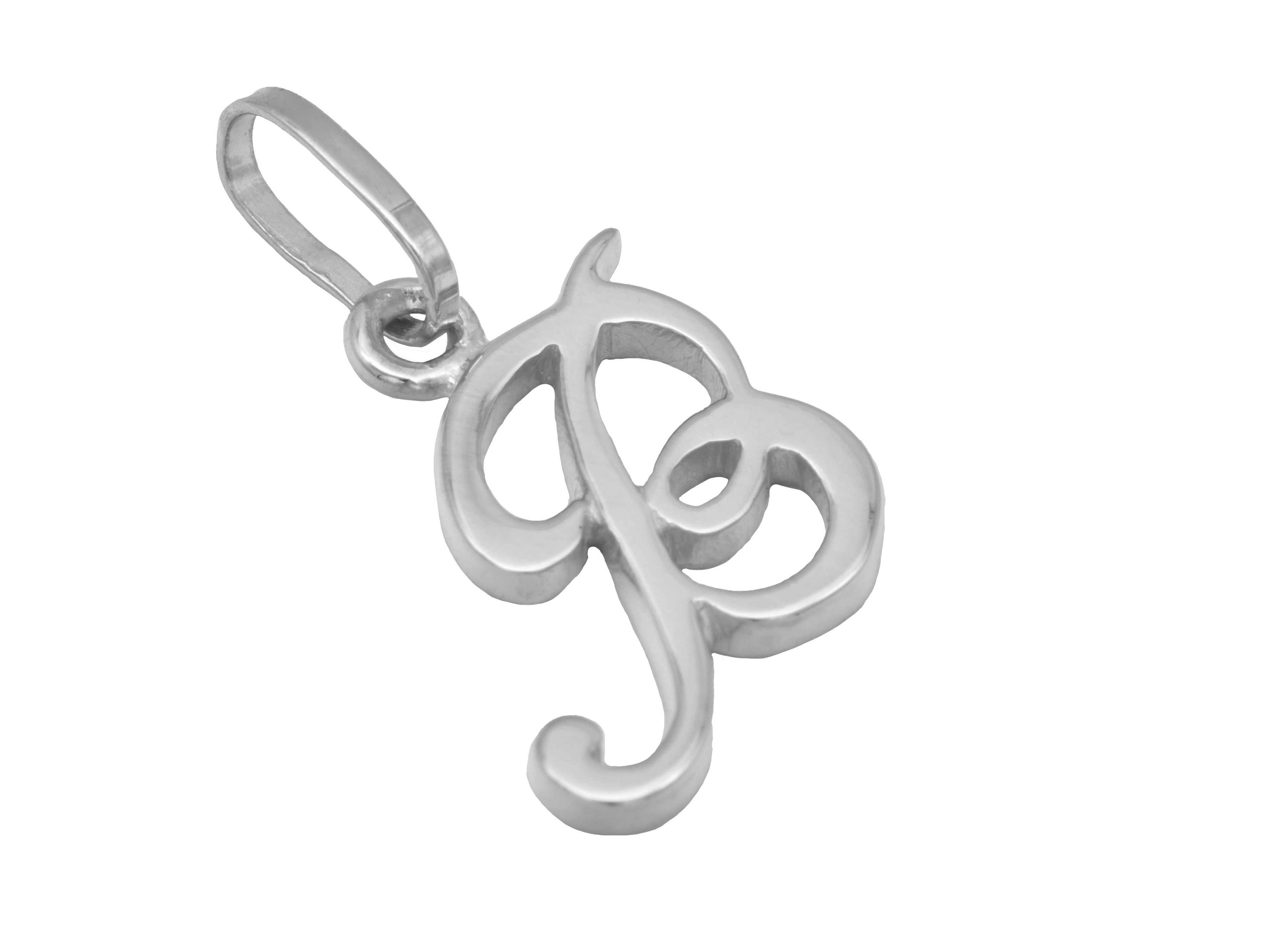 Buchstaben Anhänger B aus poliertem Weißgold 585, elegant gestaltet, hergestellt von Juwelier Harnisch, ideal für persönlichen oder modischen Schmuck.