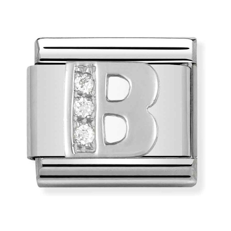 Nomination Composable Classic Charm Buchstabe B - Edelstahl, Sterling Silber, Zirkonia