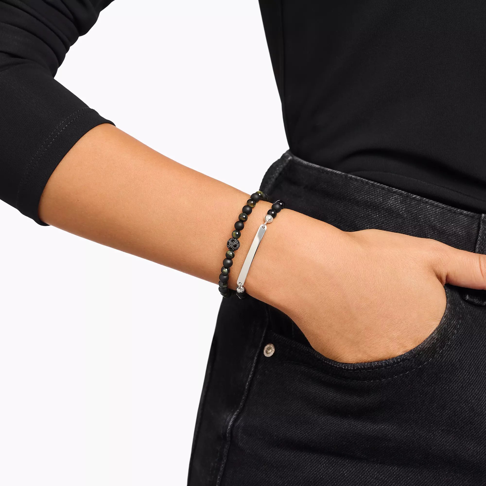 Thomas Sabo Talisman-Armband positive Energie Obsidian und Tigerauge – Silber – 17 cm – Ansicht 3