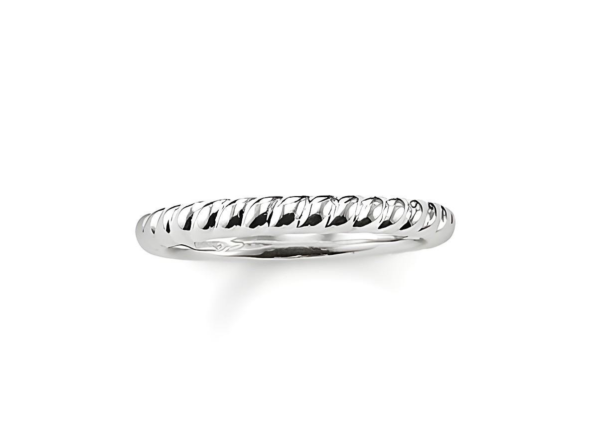 Silberner Ring von Thomas Sabo, Modell TR1978-001-12-48, Größe 48, mit drehender, geflochtener Struktur, elegant und zeitlos im Design.
