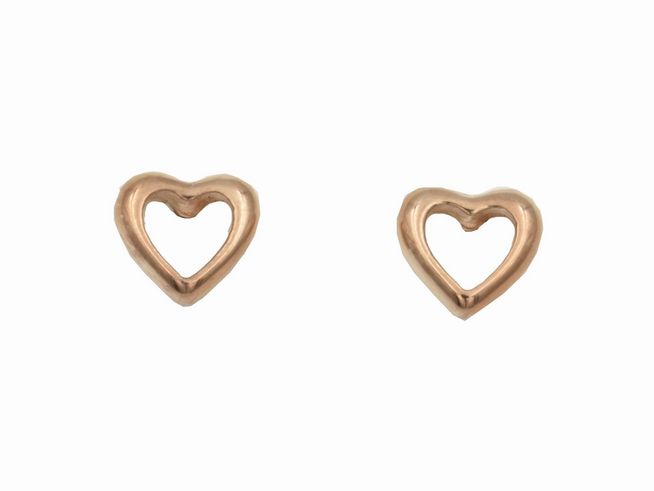 Ohrstecker Herz offen aus 925 Sterling Silber, poliert und roségold vergoldet. Hersteller Juwelier Harnisch, elegantes Design für jeden Anlass.