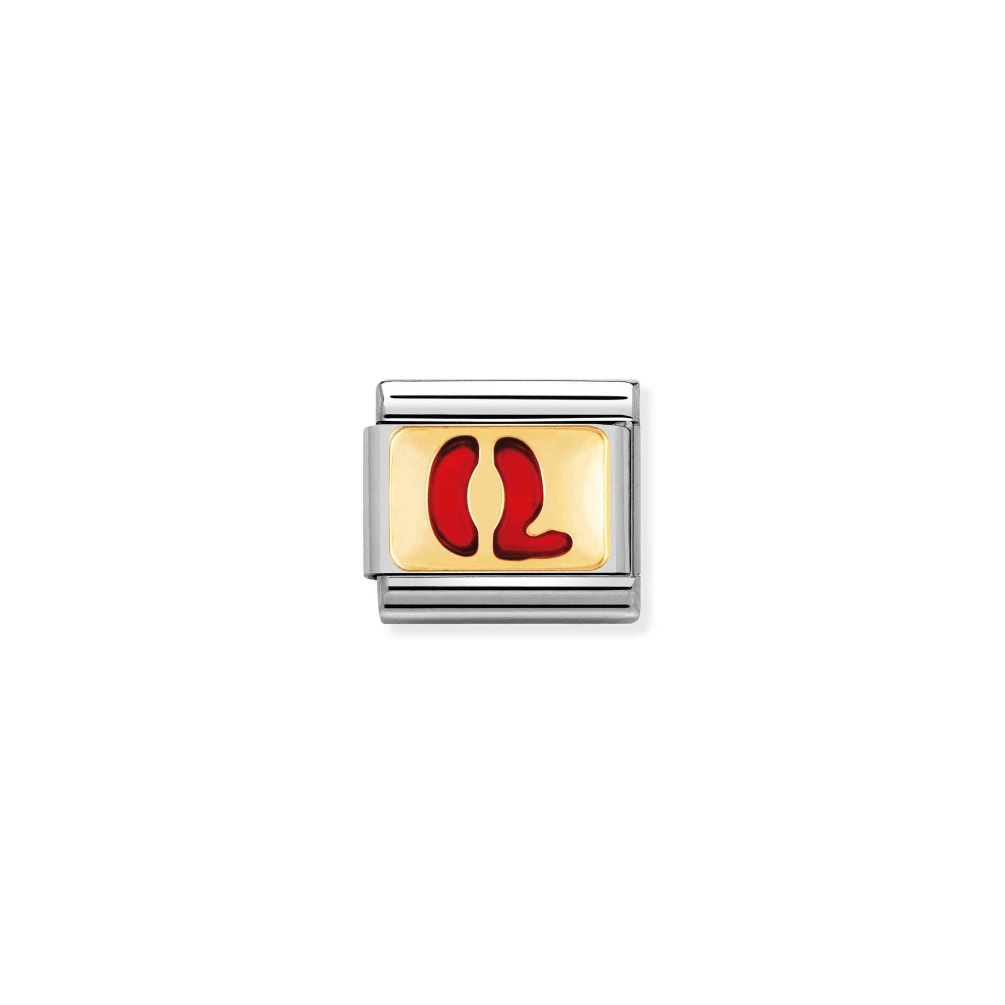Nomination Composable Classic Charm Buchstabe Q rot - Edelstahl, Gold 750 Gelbgold, Emaille