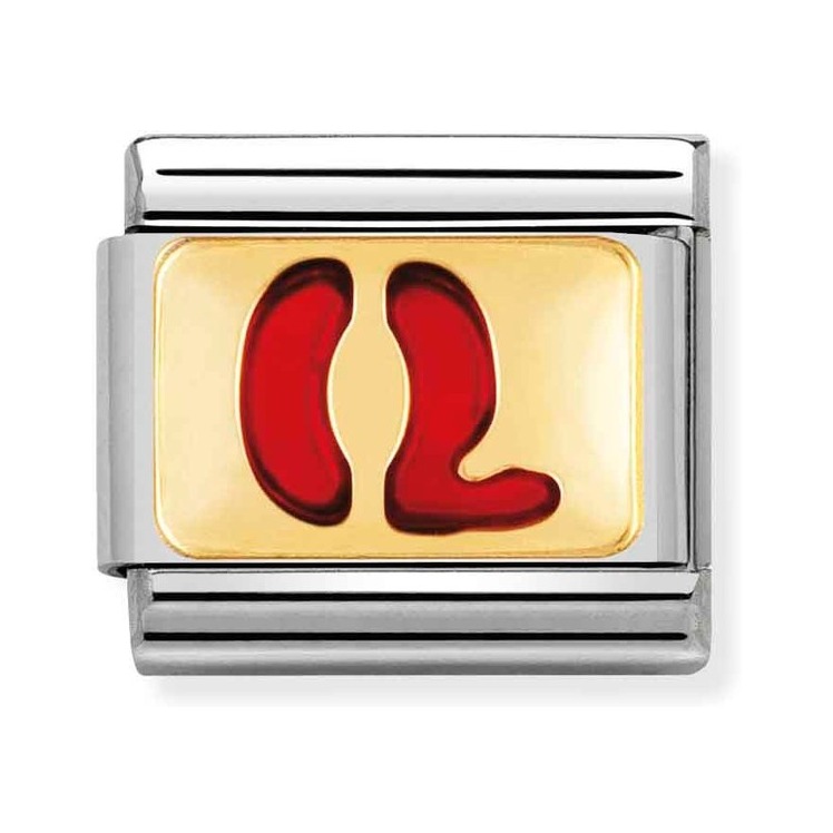 Nomination Composable Classic Charm Buchstabe Q rot - Edelstahl, Gold 750 Gelbgold, Emaille