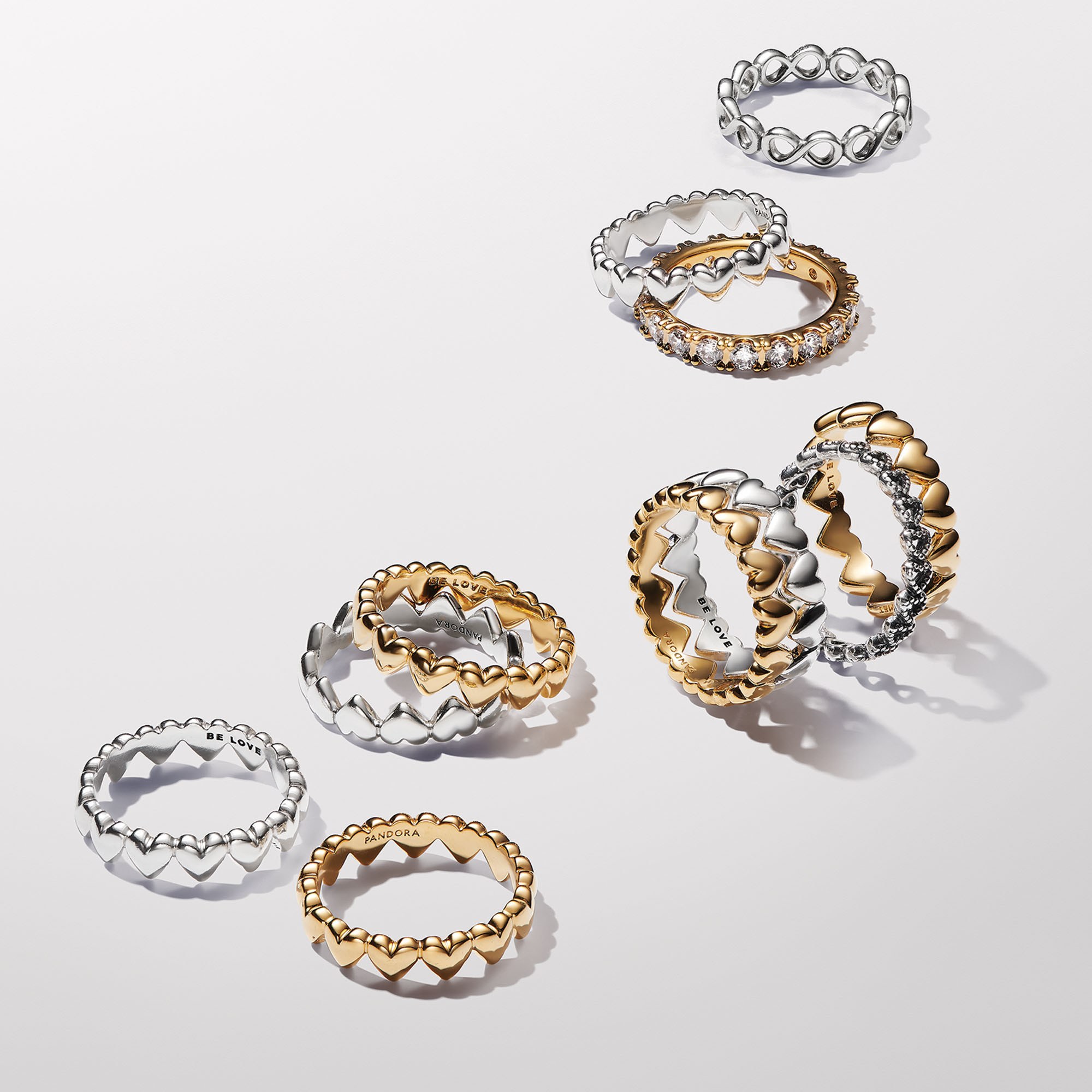 Pandora Reihe von Herzen Ring - Gelbgold vergoldet – Ansicht 3