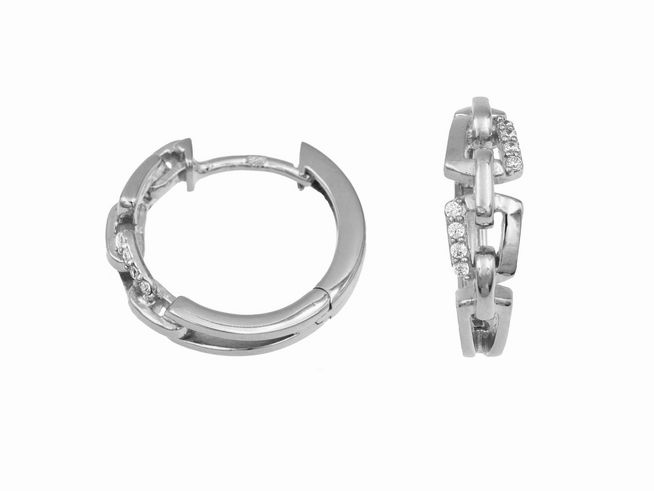 303518-0 Funkelnde Creolen aus rhodiniertem Sterling Silber mit einer Größe von 1,6 cm und bis zu 25 mm. Die Ohrringe zeigen eine elegante Gestaltung mit glitzernden Elementen.