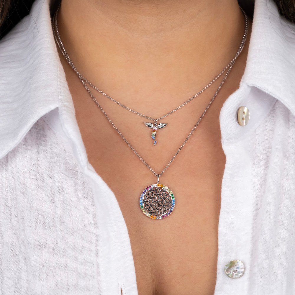 Engelsrufer LILANGEL Kette Engel mit Zirkonia Multicolor - Silber rhodiniert 40 cm – Ansicht 3