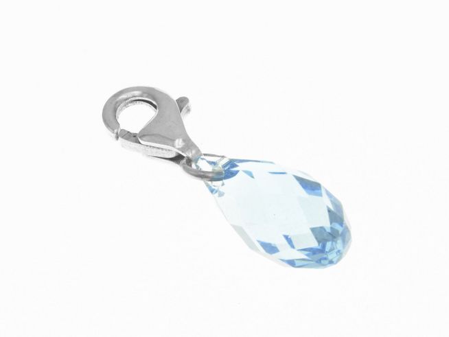 303189-0 Charmanhänger aus Sterling Silber mit poliertem Acrylstein in Tropfenform, hergestellt von Juwelier Harnisch, ideal für personalisierte Schmuckstücke.