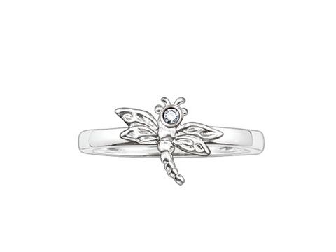 Thomas Sabo Ring SWEET DIAMONDS SD_TR0007-153-14-52 Größe 52, filigranes Design mit Schmetterling, aus hochwertigem Silber, verziert mit einem funkelnden Stein.