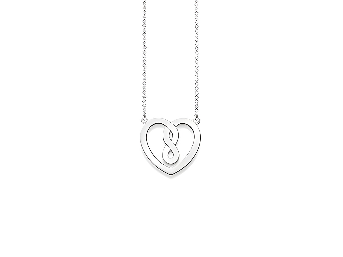 Silbernes Collier von Thomas Sabo mit einem Anhänger in Form eines Herz mit Unendlichkeitssymbol, verstellbare Länge 38/40/42 cm, elegantes Design für jeden Anlass.