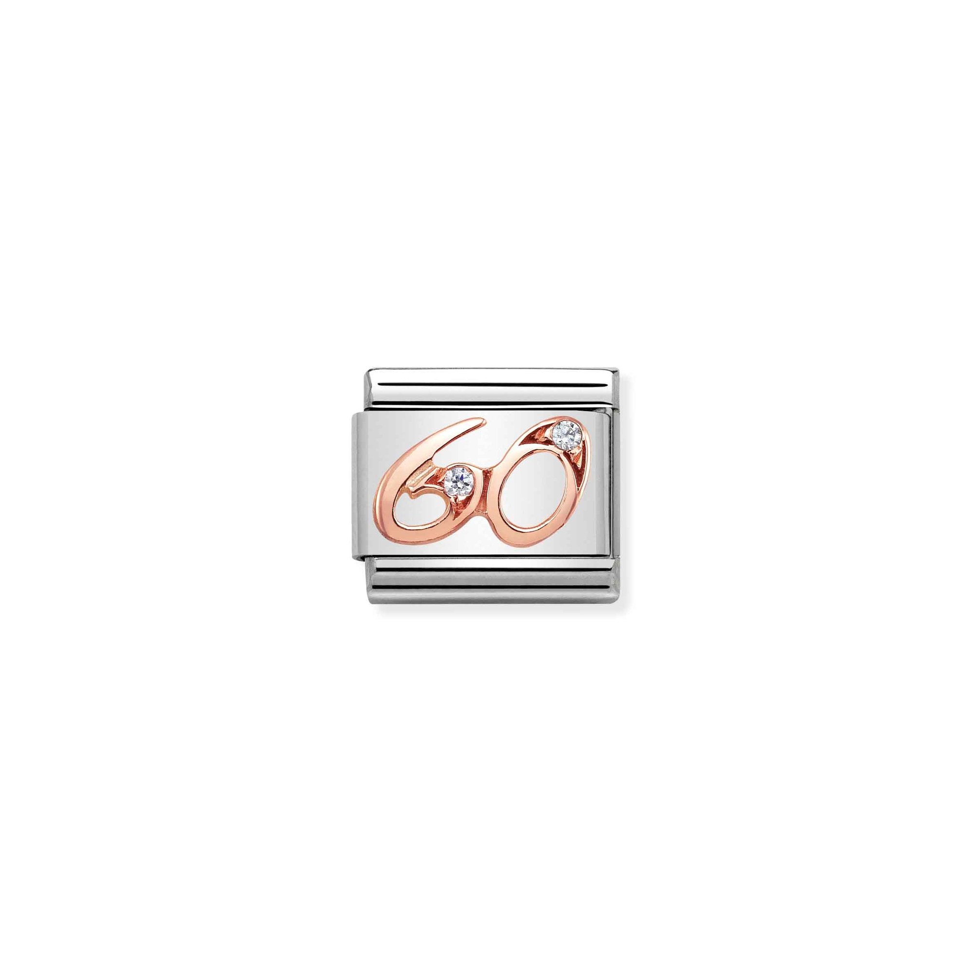 Nomination Composable Classic Charm Zahl 60 - Edelstahl, Gold 375 Roségold, Zirkonia