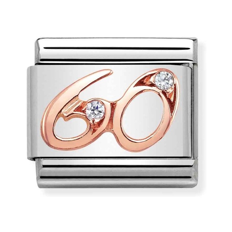 Nomination Composable Classic Charm Zahl 60 - Edelstahl, Gold 375 Roségold, Zirkonia