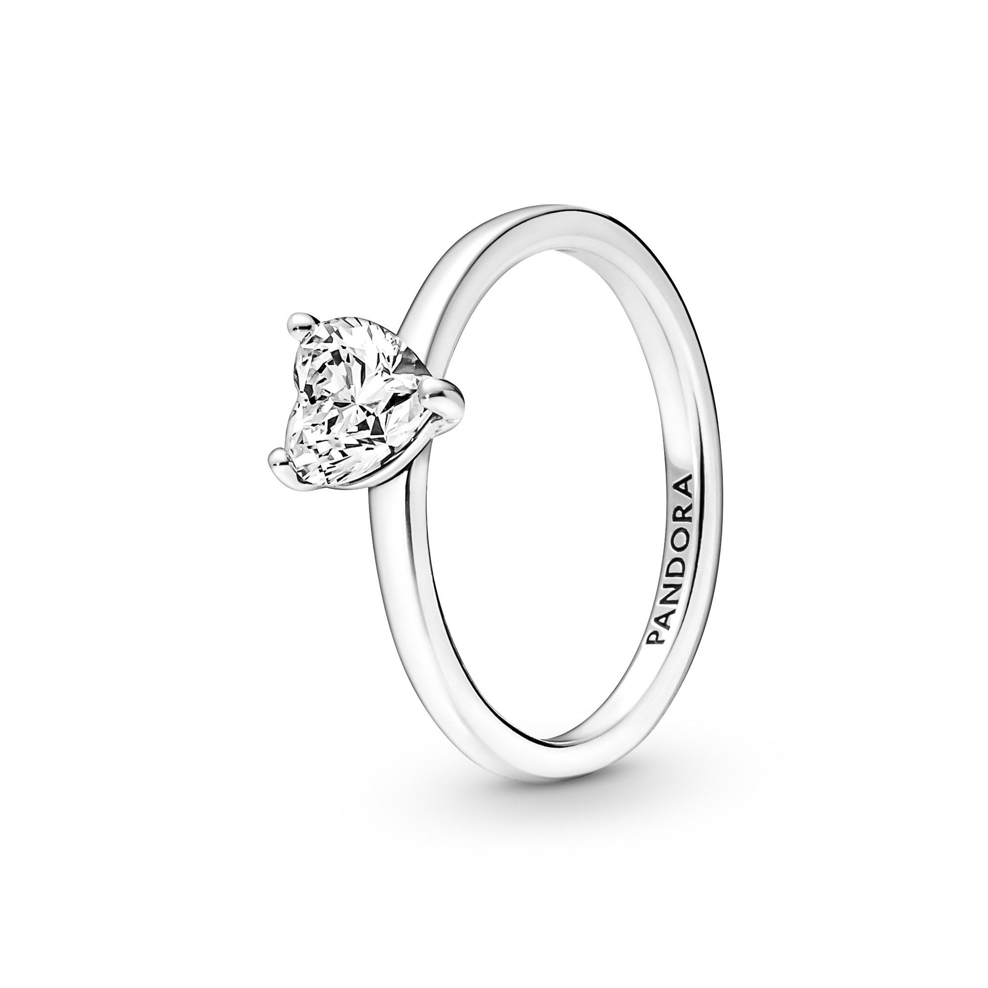 Pandora Funkelndes Herz Solitär-Ring - Sterling Silber Zirkonia