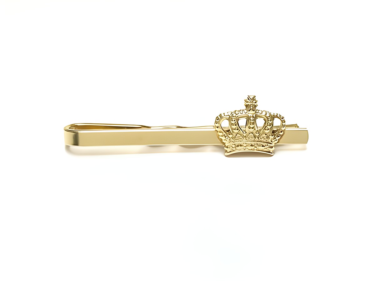 Elegante Krawattenklammer aus echtem Gold 333 mit einer kunstvoll gestalteten Krone, hergestellt von Juwelier Harnisch, ideal für besondere Anlässe.
