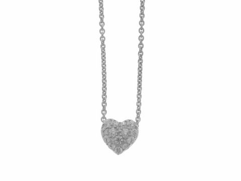 Kette mit Anhänger in Herzform aus Silber rhodiniert, glamourös gestaltet, Länge 45 cm, Hersteller Juwelier Harnisch, ideal für elegante Anlässe.