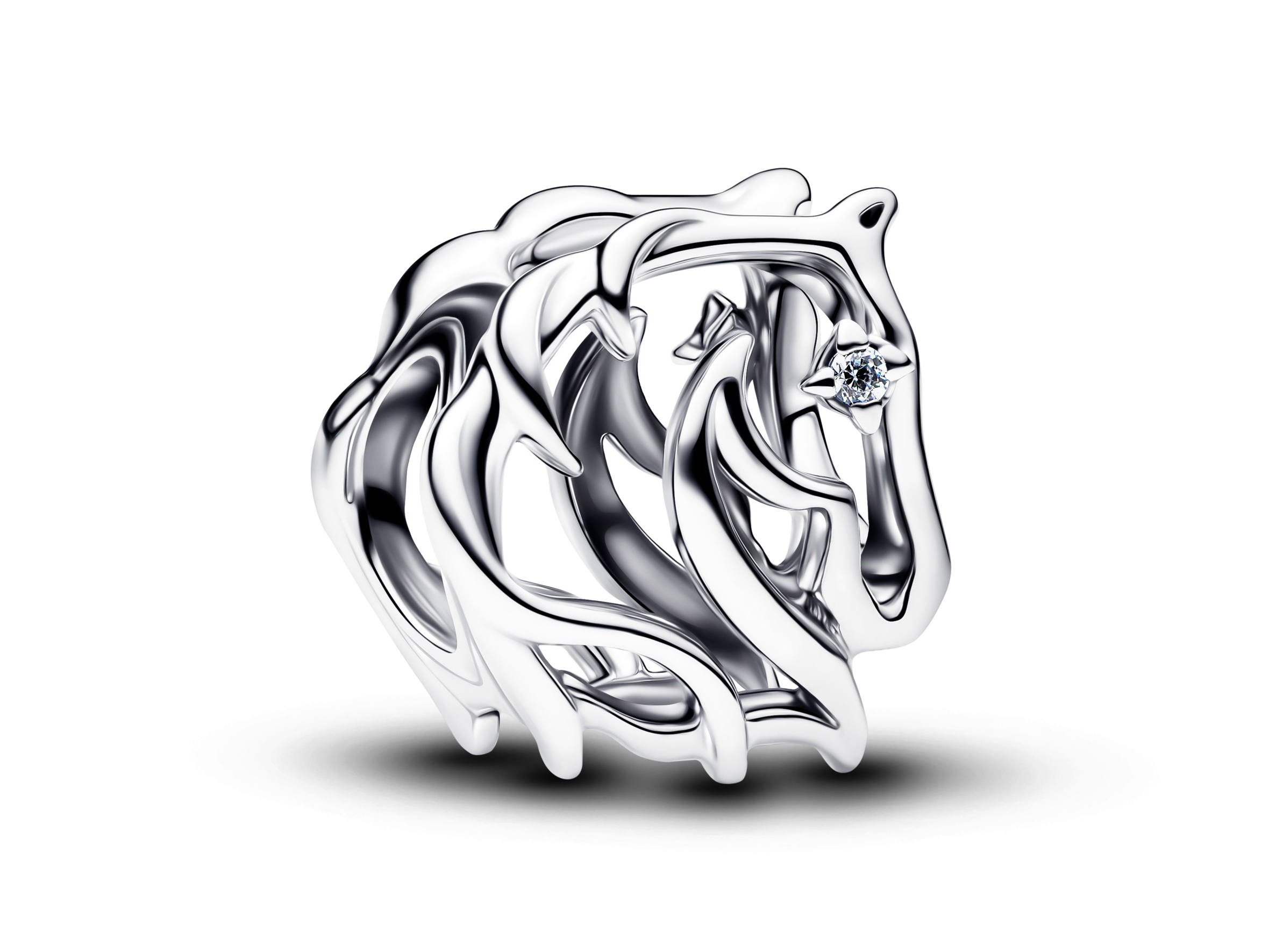 Charm in Form eines Pferdes aus Silber mit filigranen Linien und einem glitzernden Zirkonia. Ideal für Pferdeliebhaber und als edles Schmuckstück. Hersteller: Pandora, Neuheiten.