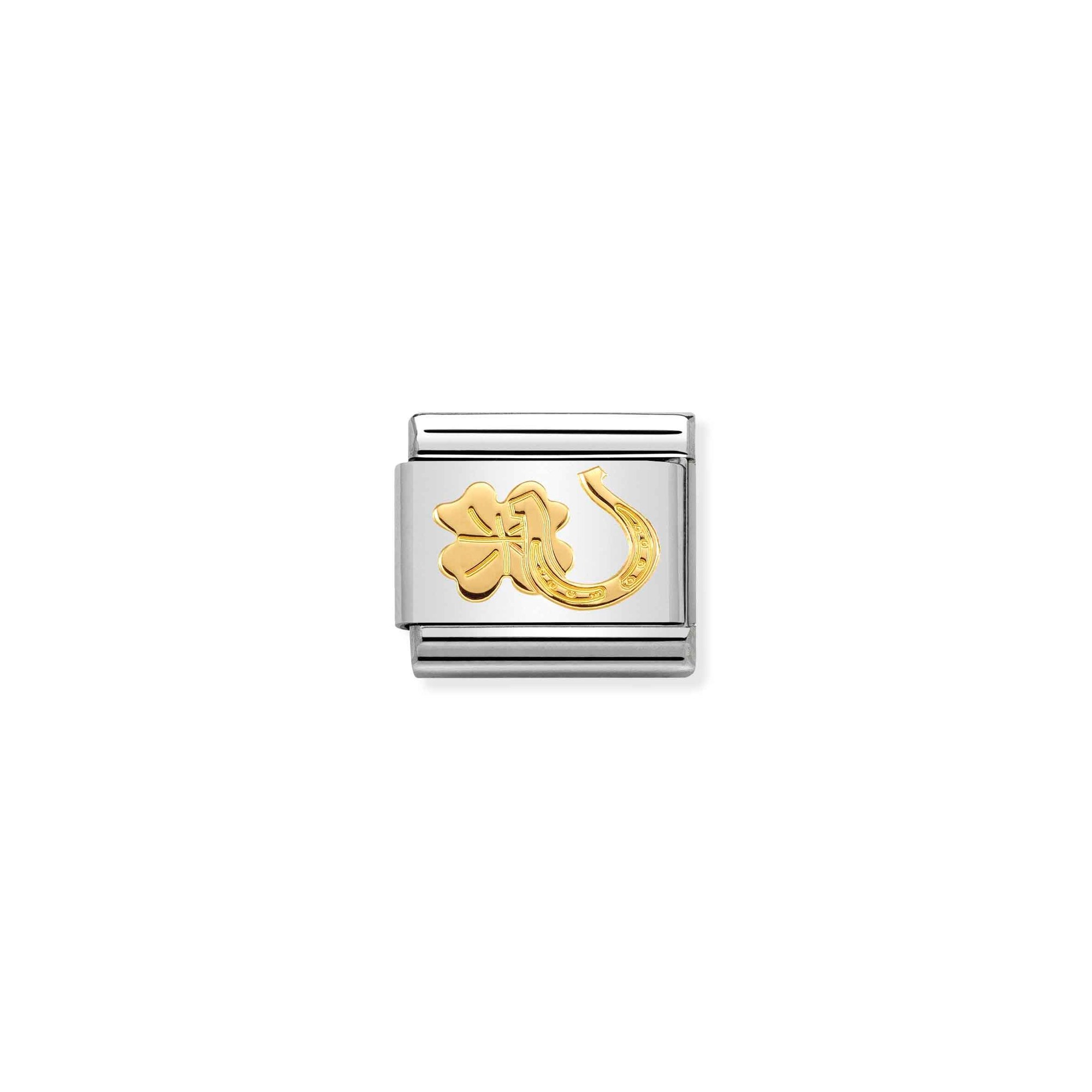 Nomination Composable Classic Charm Hufeisen mit Kleeblatt - Edelstahl, Gold 750 Gelbgold