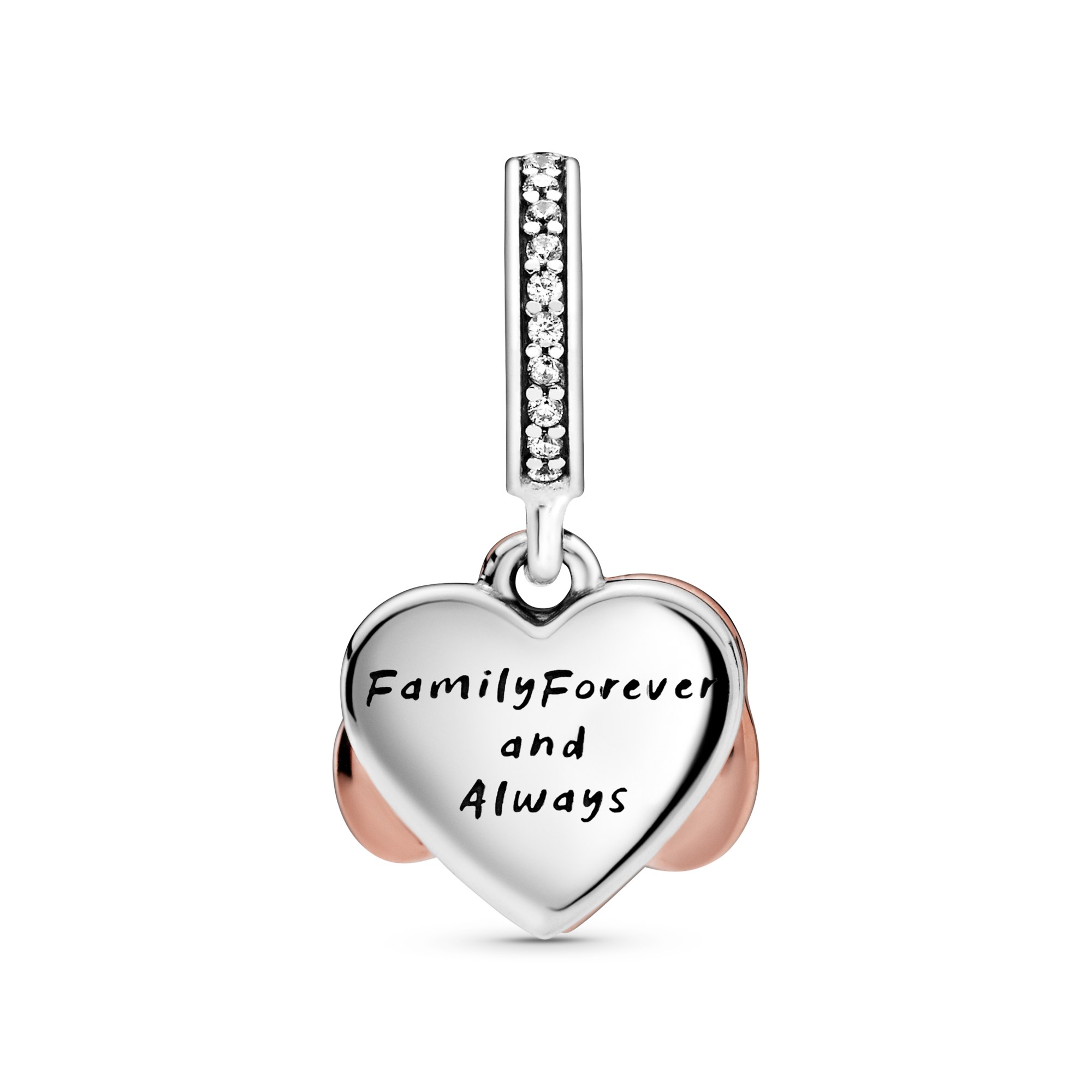 Pandora ROSE & Silber Charm Anhänger - Unendliches Herz - Zirkonia + Emaille – Ansicht 2