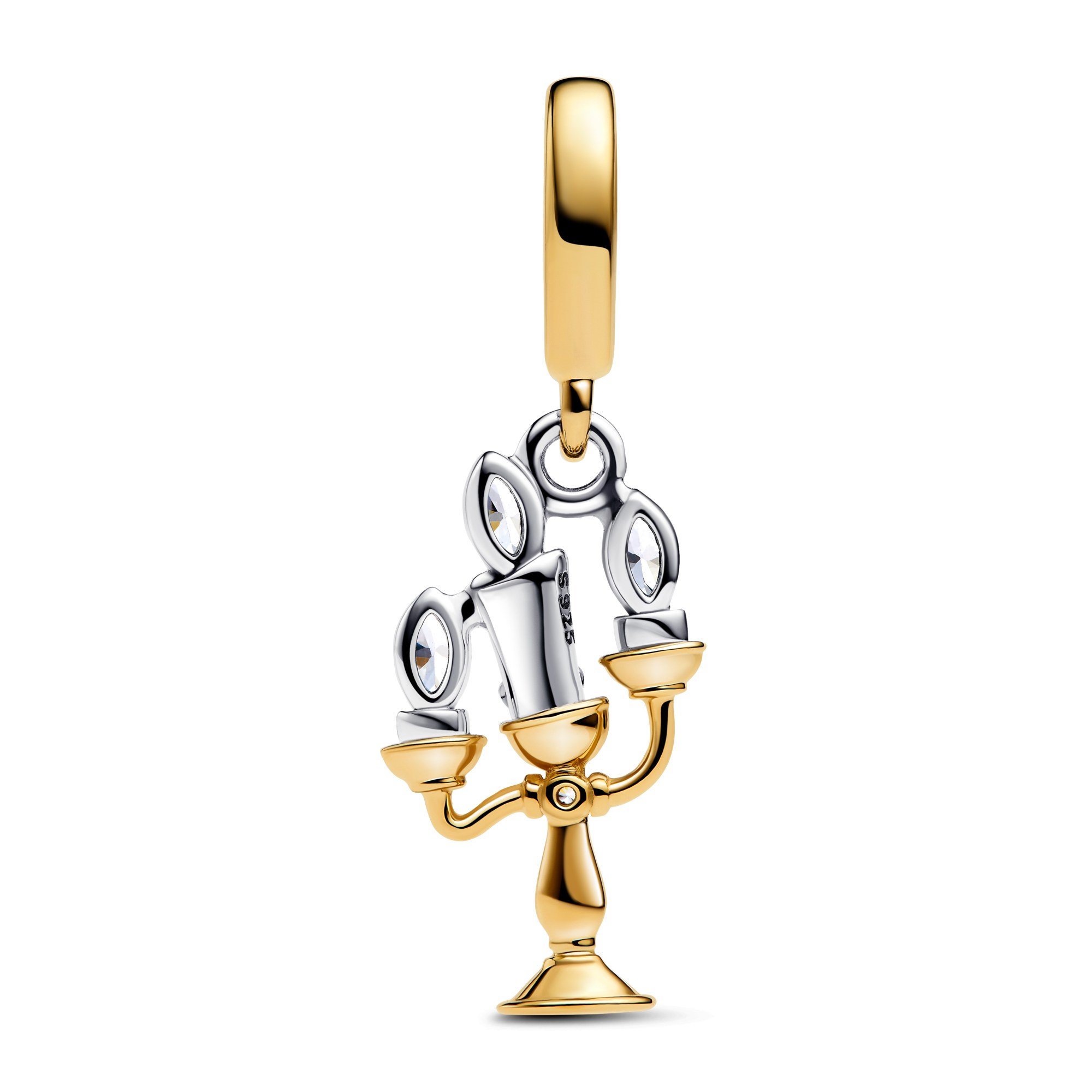 Pandora Disney die Schöne und das Biest Lumiere Charm-Anhänger - Sterling Silber & Gelbgold Vergoldung - Zirkonia – Ansicht 2