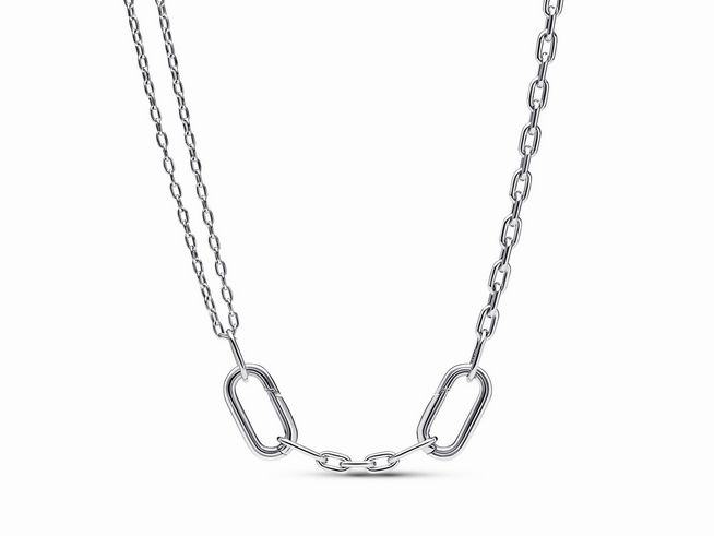 392303000-0 Doppel-Link Gliederhalskette von Pandora aus Sterling Silber mit einer Länge von 45 cm, elegant und modern gestaltet, ideal für stilvolle Akzente im Alltag.