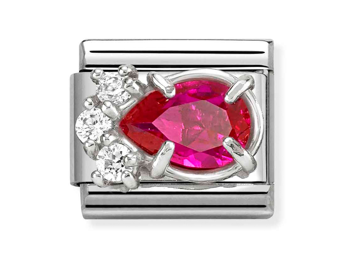 Classic Sterling Silber Charm in Tropfenform mit rotem Zirkonia und weißen Zirkoniasteinen, perfekte Akzentuierung für jedes Schmuckstück, neu von Pandora.