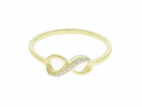 Silber vergoldeter Ring mit Unendlich-Zeichen und funkelnden Akzenten, modisch und elegant, Größe 52, Hersteller Juwelier Harnisch, ideal für stilvolle Anlässe.