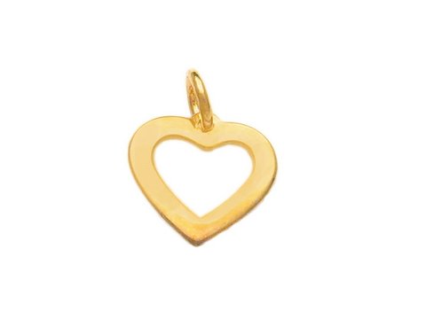 Süßes Herz-Anhänger mit Doublé Gold Auflage, hergestellt von Juwelier Harnisch, filigrane Herzform mit einem offenen Inneren, ideal als dekoratives Schmuckstück.