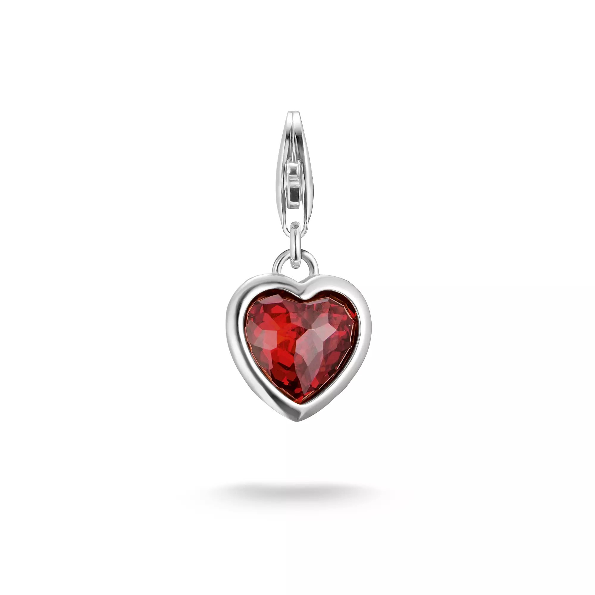 Thomas Sabo Charm-Anhänger - Herz - Silber & Glas-Keramik Stein - Rot