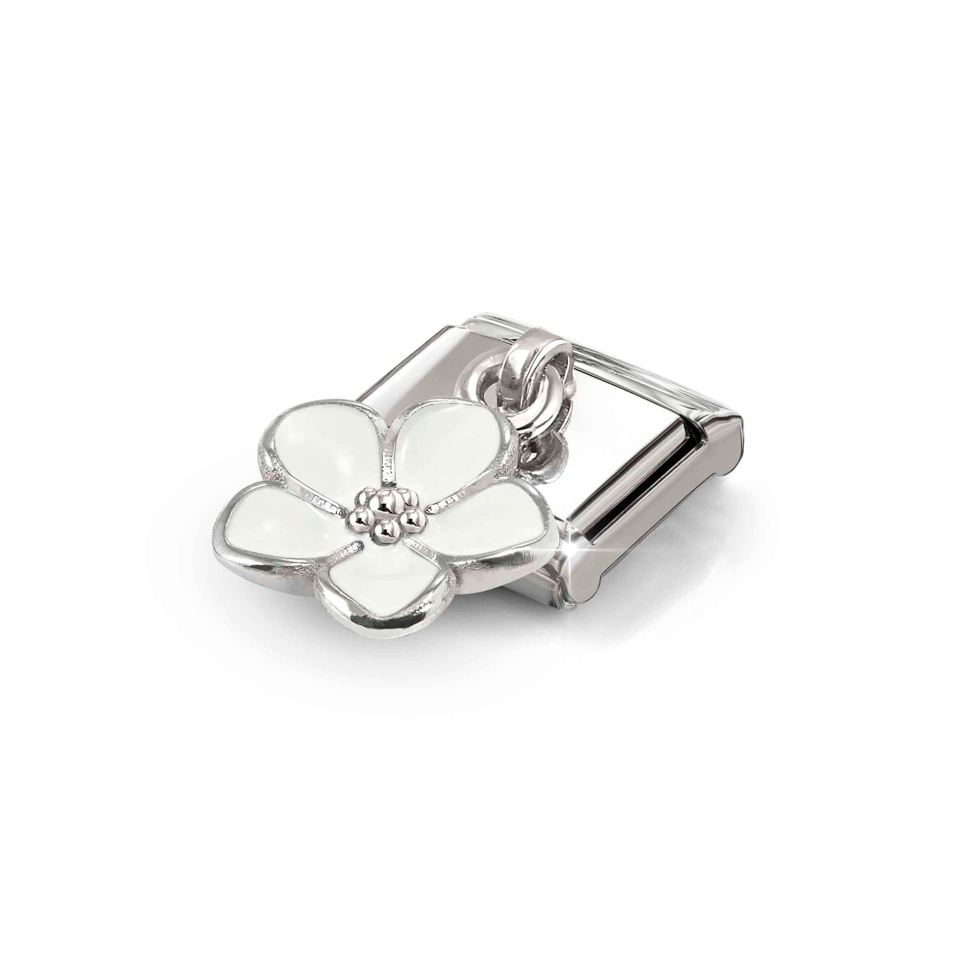 Nomination CLASSIC Charm-Anhänger aus Sterling Silber - Emaille - Blume - Weiß – Ansicht 4