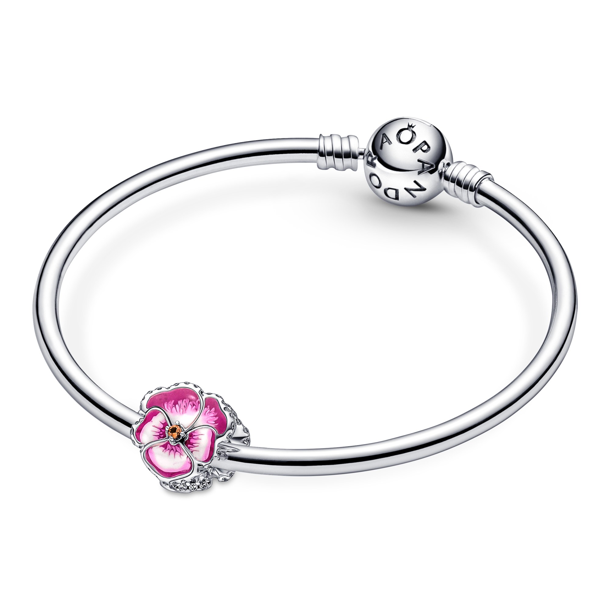 Pandora Pinke Stiefmütterchen Blume Charm - Silber - Emaille Steinmix - Multicolor – Ansicht 3