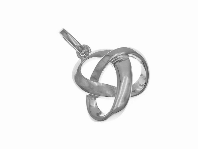 Anhänger aus Sterling Silber in Knotenform, poliert und rhodiniert, besonderes Design vom Hersteller Juwelier Harnisch. Ideal als elegantes Schmuckstück.