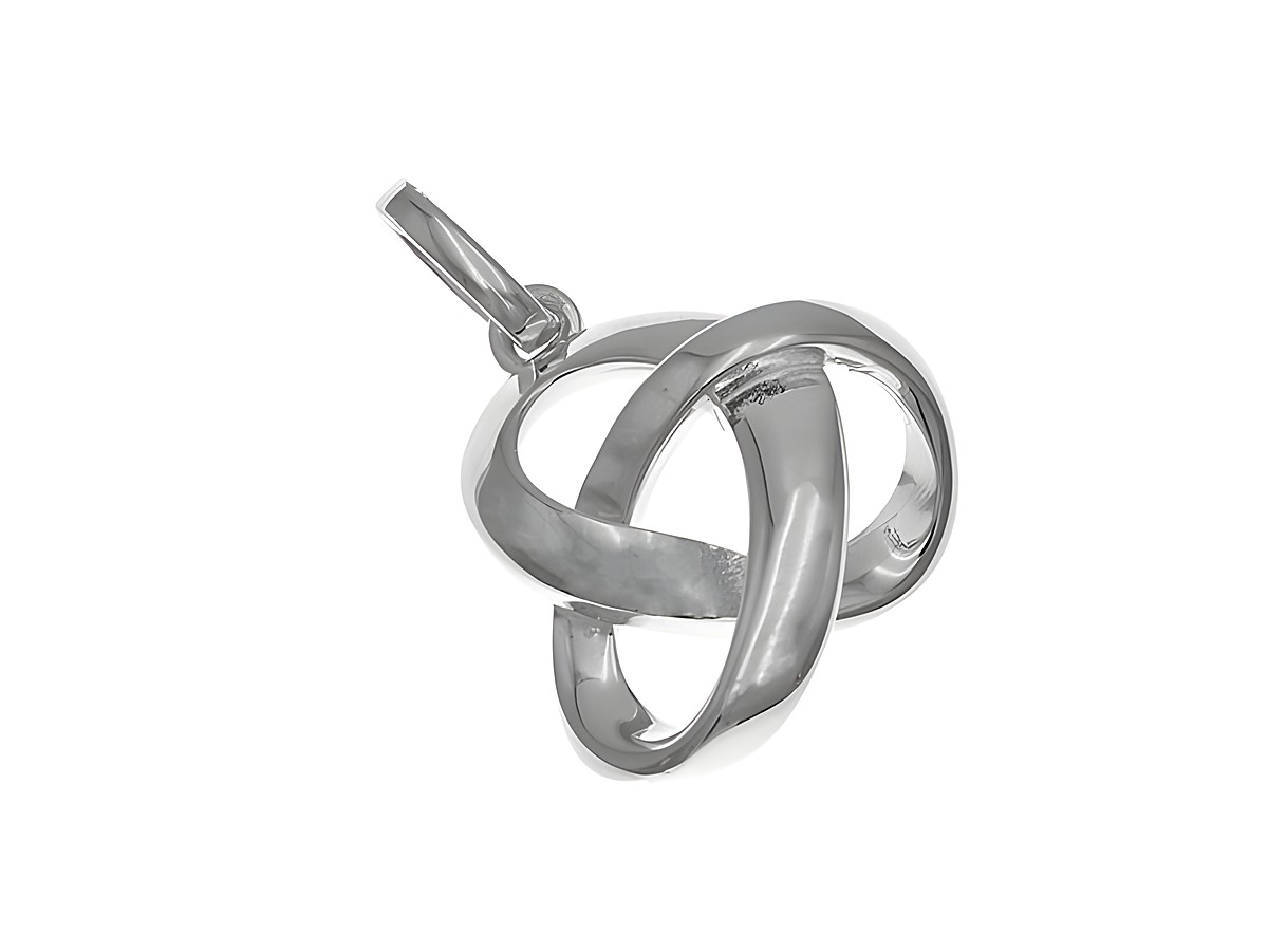 Anhänger aus Sterling Silber in Knotenform, poliert und rhodiniert, besonderes Design vom Hersteller Juwelier Harnisch. Ideal als elegantes Schmuckstück.