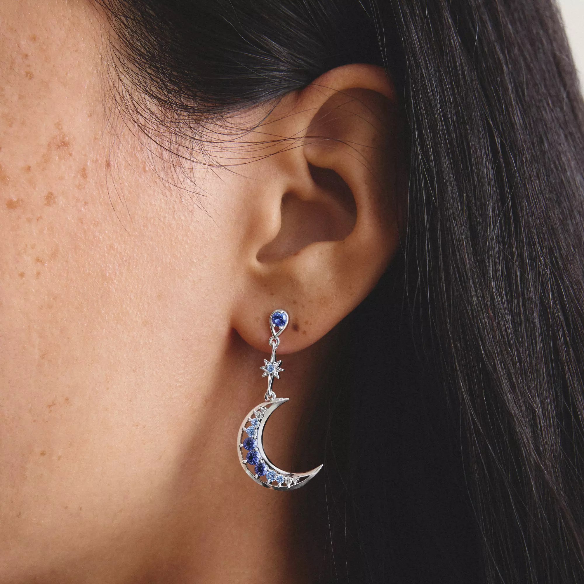 Thomas Sabo Midnight Sky - Ohrringe Mond und Stern - 925 Sterling Silber - Nanokristall - Zirkonia blau – Ansicht 4