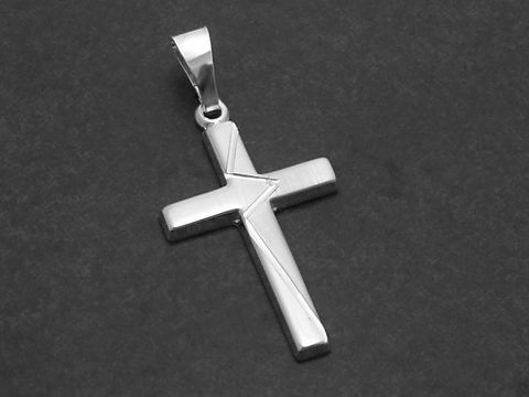 Kreuz Anhänger aus sterling Silber, teilmattiert und klassisch mit ansprechendem Muster, hergestellt von Juwelier Harnisch.