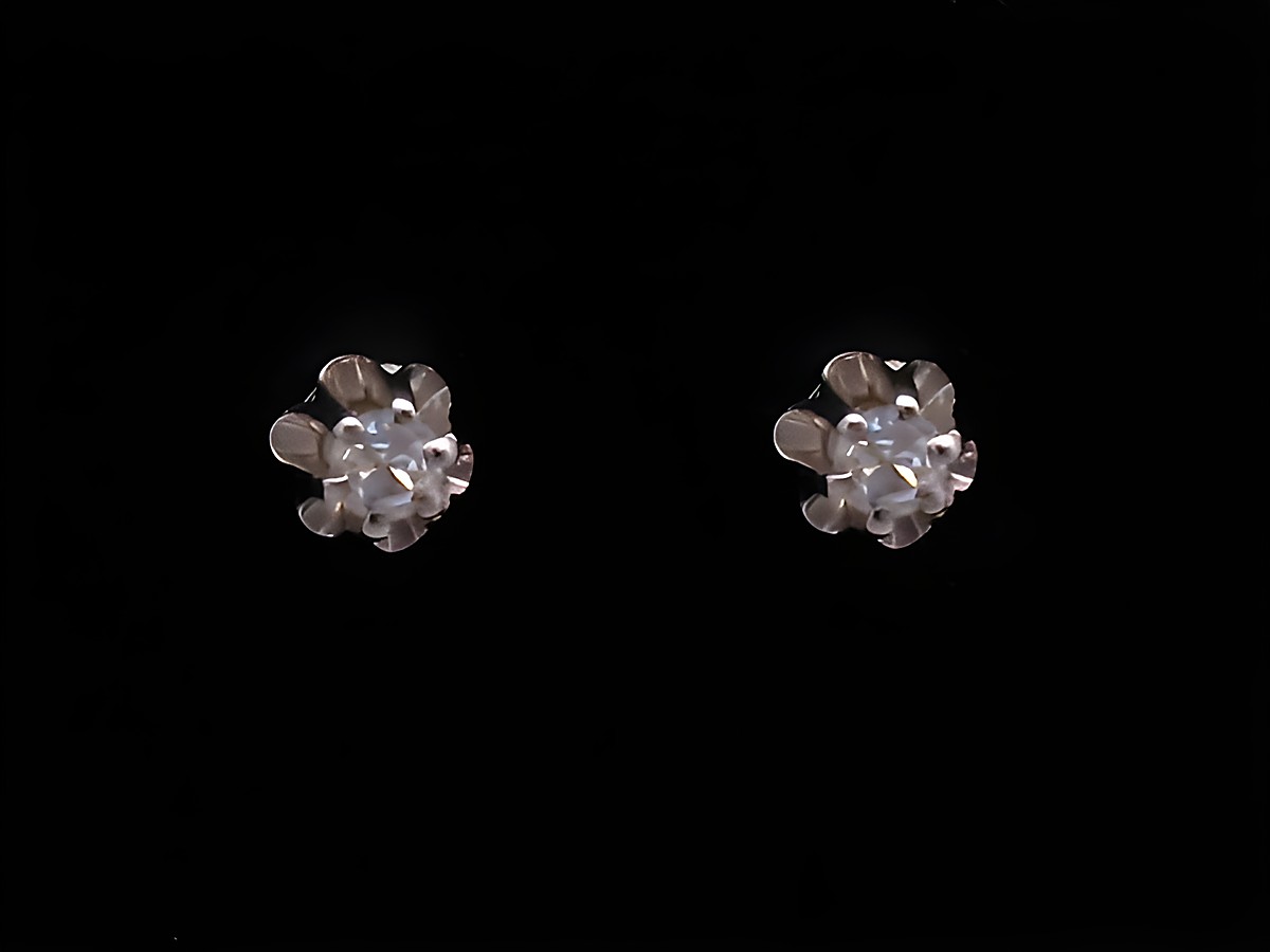 Ohrringe Diamant 0,06 ct W/P in Blüte-Form aus Weißgold 585 vom Hersteller Juwelier Harnisch, elegant und zeitlos, ideal für besondere Anlässe.