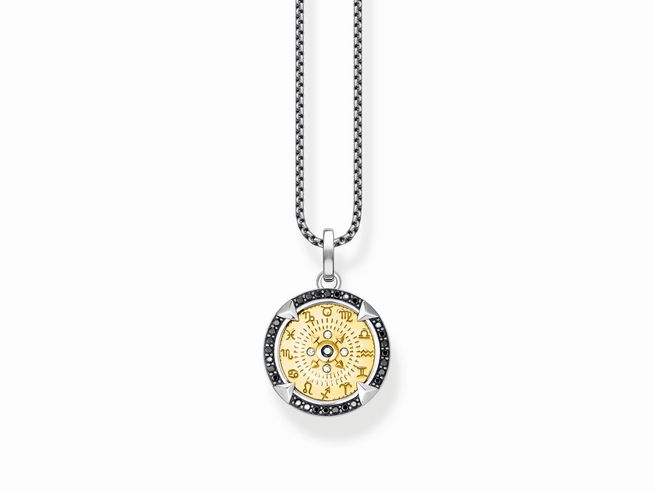 Thomas Sabo Kette KE2153-849-11-L50V aus Sterling Silber, vergoldet in Gelbgold, mit geschwungenem Anhänger und Zirkonia, länge 50 cm verstellbar, elegant und stilvoll.