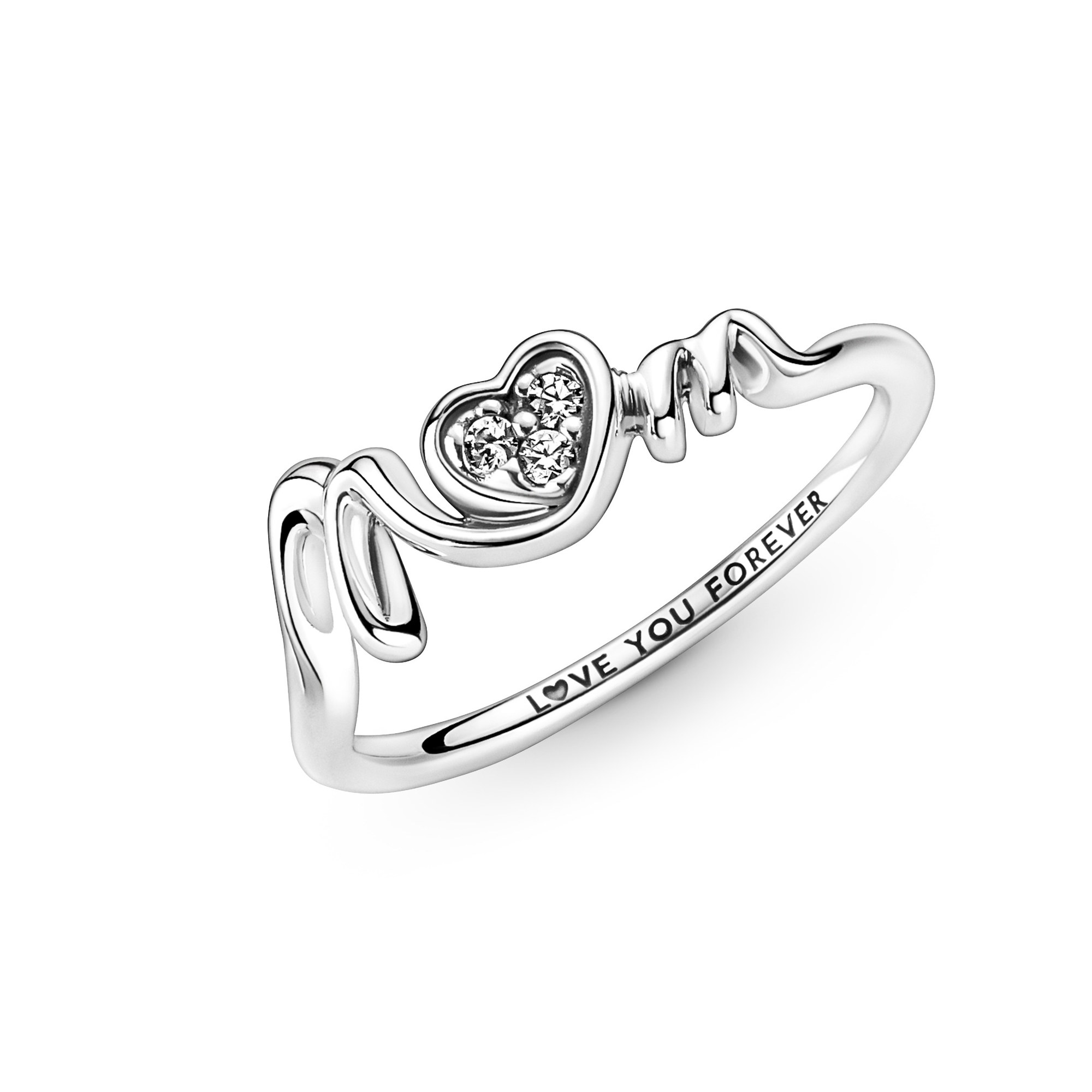 Pandora Mum Pavé Herz Ring - Sterling Silber Zirkonia Ansicht 4 – Ansicht 4
