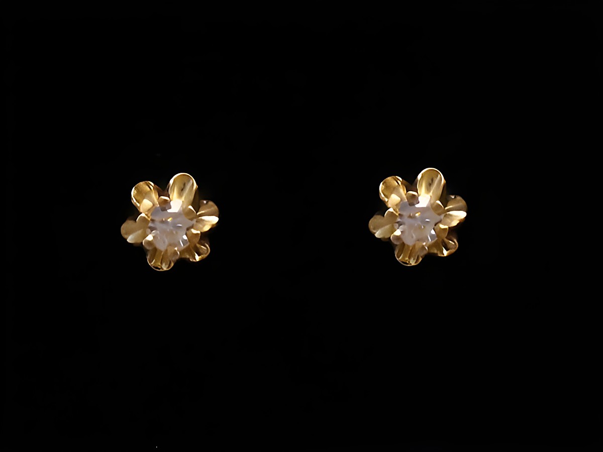 Ohrringe Diamant 0,04 ct W P1 in Blumenform aus Gold 585, Hersteller Juwelier Harnisch, Brillant und Diamant, elegant und funkelnd, ideal für besondere Anlässe.