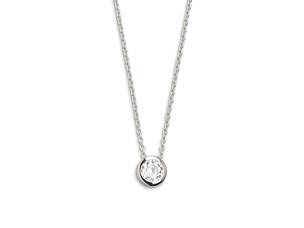 Xenox Sterling Silber Kette XS7281 mit Ankerkette in Zarge Silber, Länge 40-45 cm, präsentiert einen eleganten Anhänger mit einem funkelnden klaren Stein, ideal für jeden Anlass.