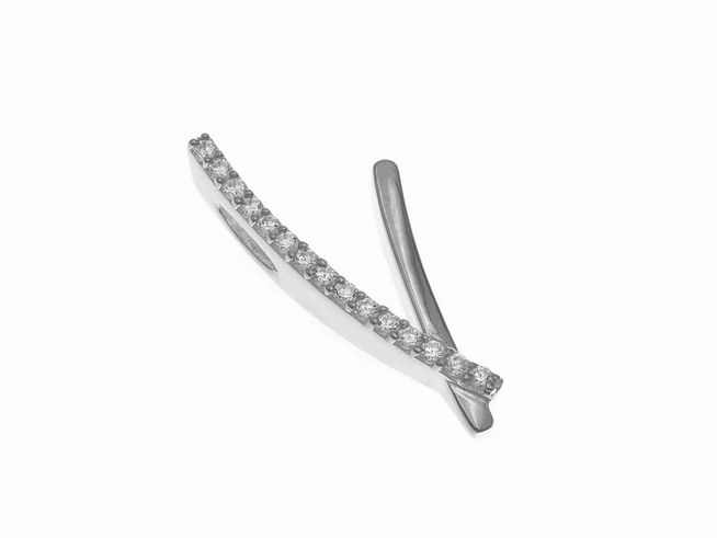 304772-0 Anhänger aus poliertem rhodiniertem Sterling Silber in Form des Buchstabens V, verziert mit Zirkonia-Steinen, Hersteller Juwelier Harnisch.