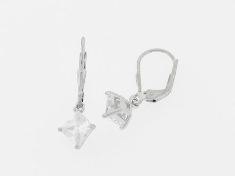 Silber Ohrringe in quadratischer Form, funkelnd mit Zirkonia Stein, Hänger aus dem Hause Juwelier Harnisch, ideal für eleganten Schmuck.