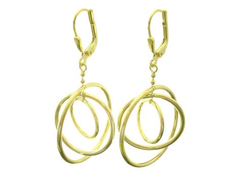 Goldene Kreise des Lebens Ohrringe in Form von Creolen, hergestellt von Juwelier Harnisch, Ohrhänger ohne Stein, elegantes und schickes Design.