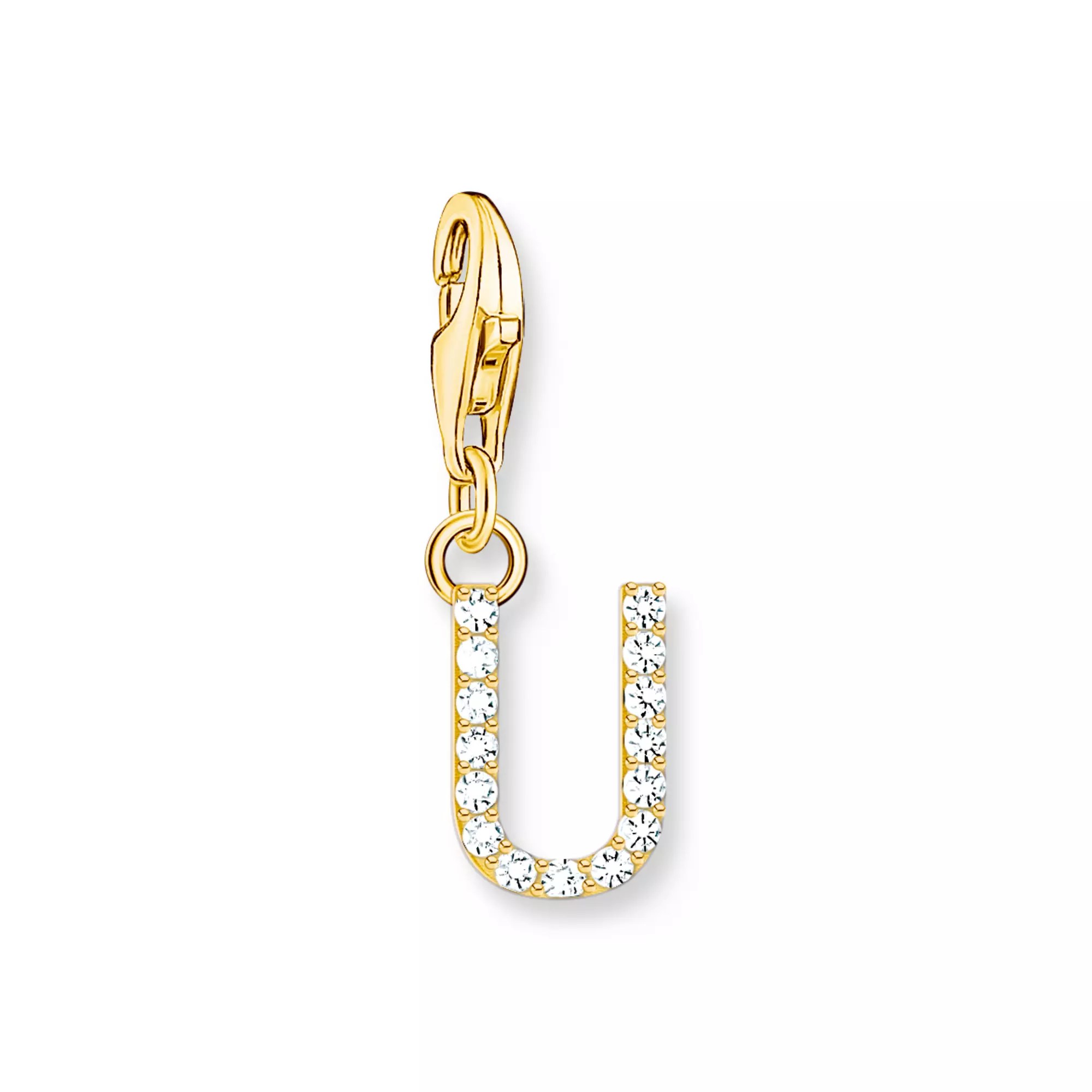 Thomas Sabo Charm-Anhänger - funkelnder Buchstabe U - Silber Gelbgold verg. & Zirkonia - Weiß
