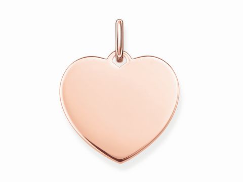 Herzförmiger Anhänger aus rosévergoldetem Silber von Thomas Sabo mit glatter Oberfläche, ideal für Gravuren, elegantes Schmuckstück für besondere Anlässe.
