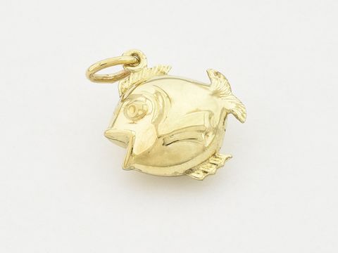 Goldanhänger in Form eines niedlichen Goldfisches aus 333 Gold, hergestellt von Juwelier Harnisch, ideal für Tierliebhaber und als schönes Schmuckstück.