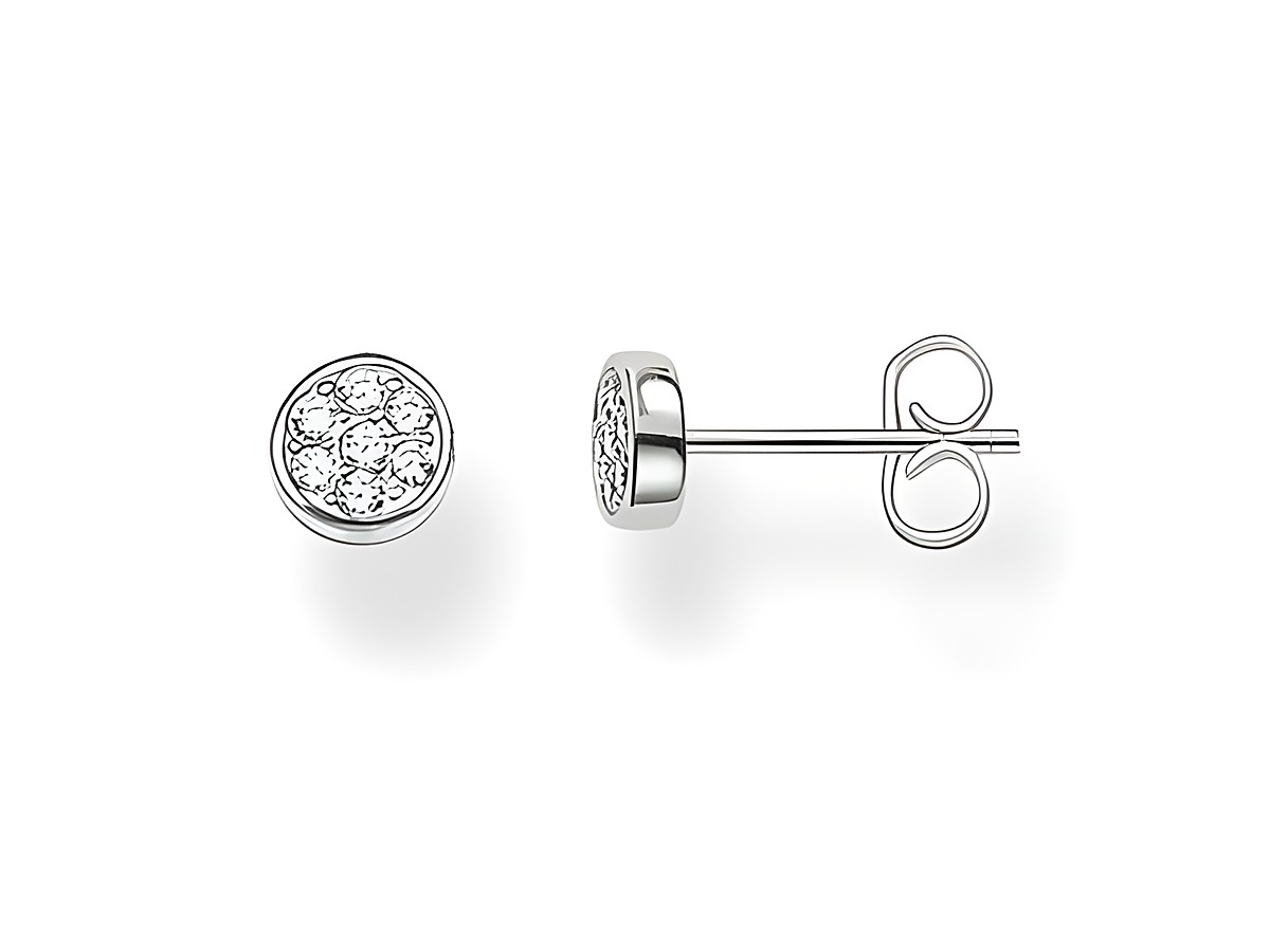Ohrstecker von Thomas Sabo in Kreisform aus 925 Sterling Silber mit weißen Zirkonia verziert, elegantes und zeitloses Design, ideal für jeden Anlass.