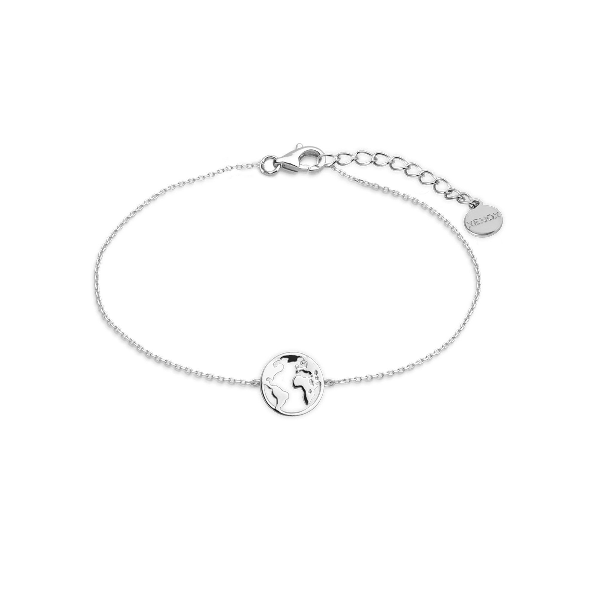 XENOX Sterling Silber Armband XS3165 - 15-18,5 cm - WANDERLUST - Ankerkette - Weltkugel – Ansicht 2