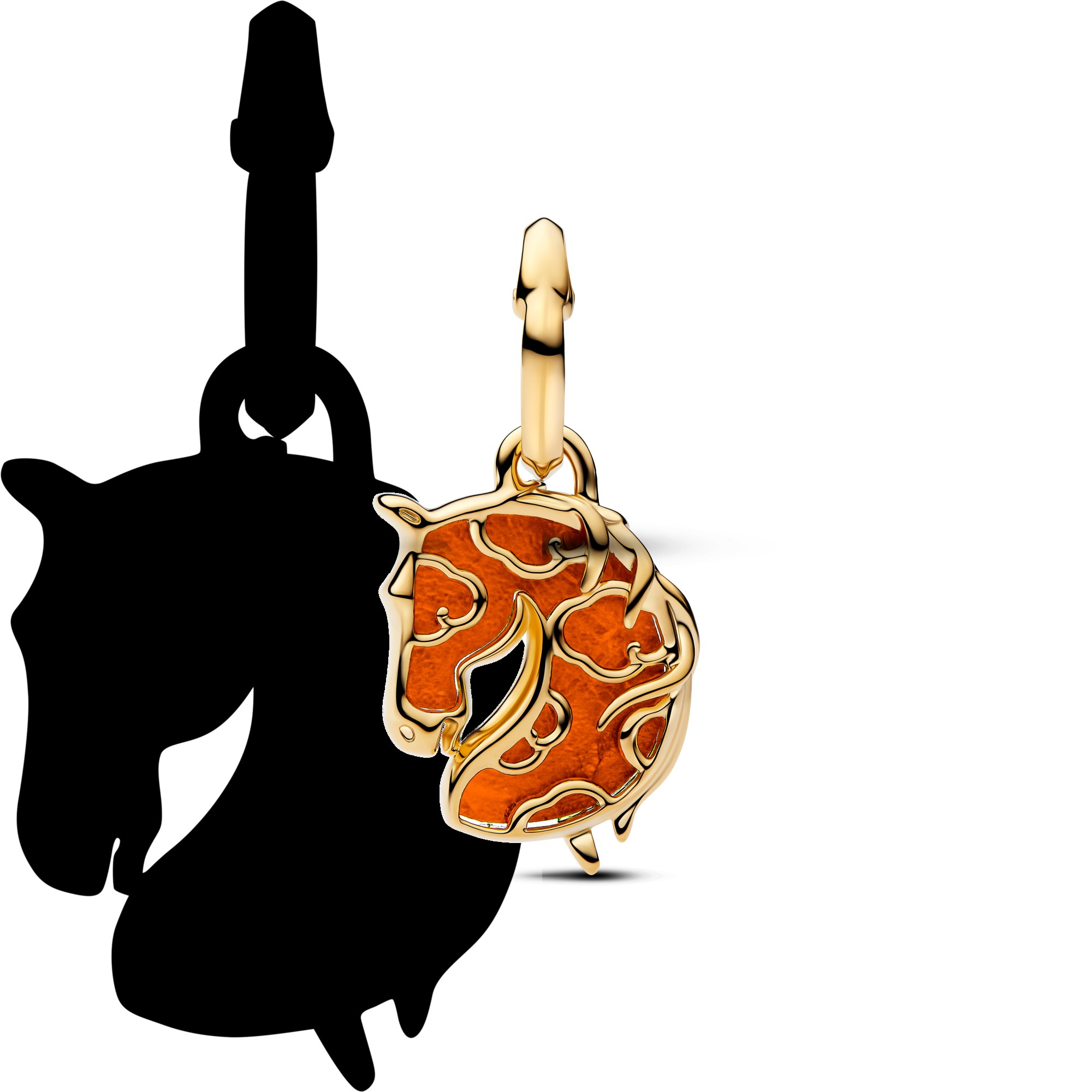 Pandora Rotes Feuerpferd - Murano Glas - Charm Anhänger - Gelbgold Vergoldung - Murano Glas - Rot – Ansicht 3