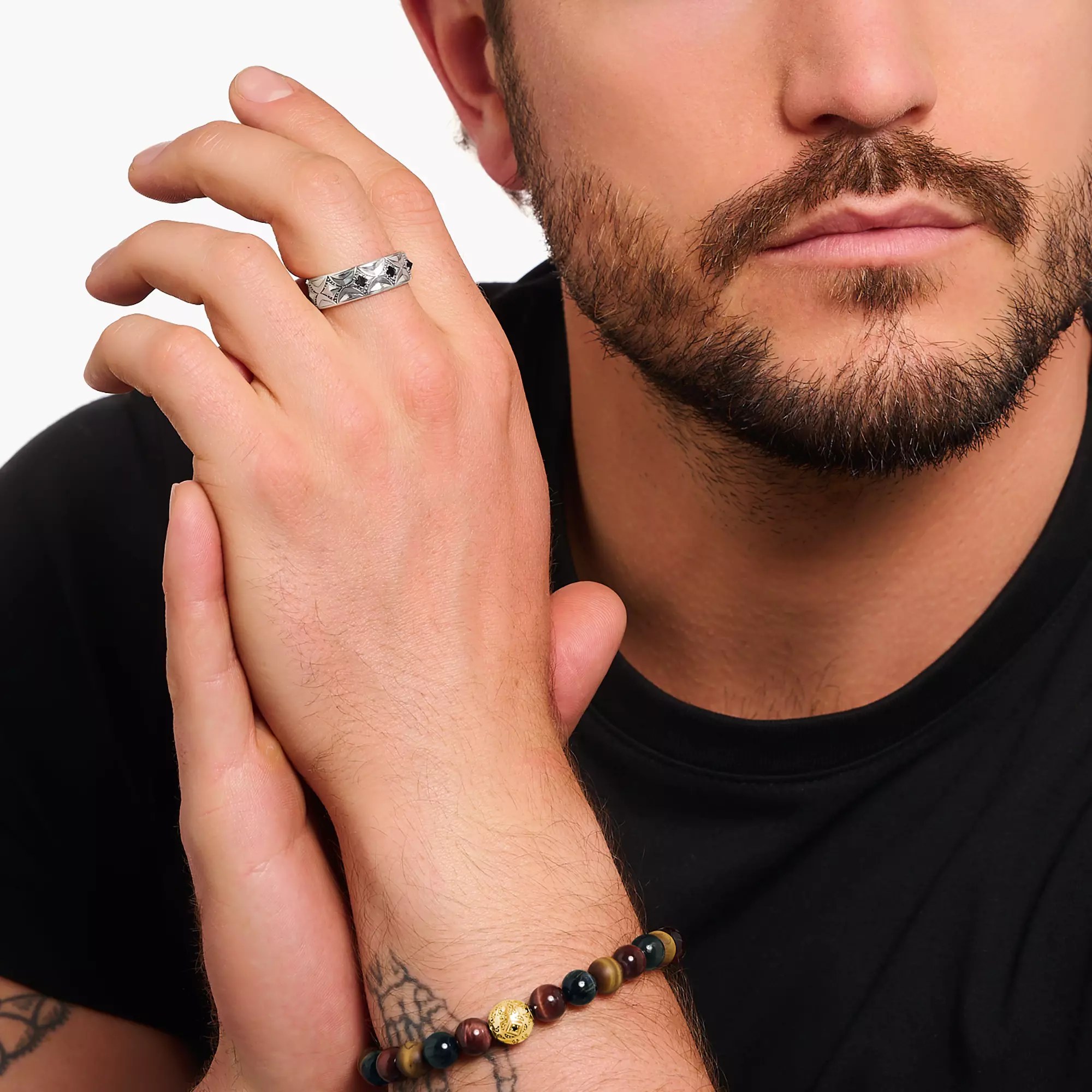 Thomas Sabo Ring - Rebel Wolf Ring - Silber gesch. & Zirkonia - Schwarz – Ansicht 3